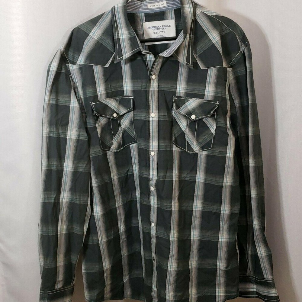 AE American Eagle Pearl Snap Shirt Vintage Fit XXL